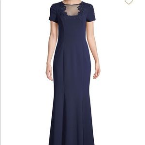 Aidan Mattox Illusion Short sleeve Gown